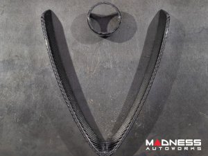 Alfa Romeo Stelvio Front V Shield Grill Frame + Emblem Frame Kit - Carbon Fiber - QV Model